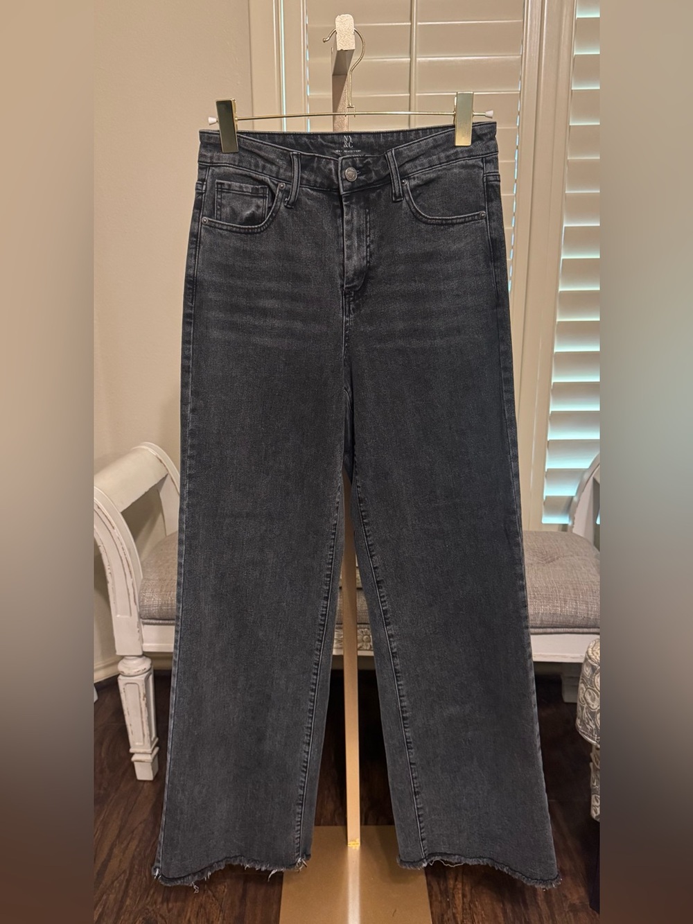 New York & Company High-Rise Wide Leg Jeans in Washed Black